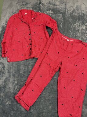Classic Elements Womens Red Polka Dot Pajama Set With Scottie Dog Print Size 1X
